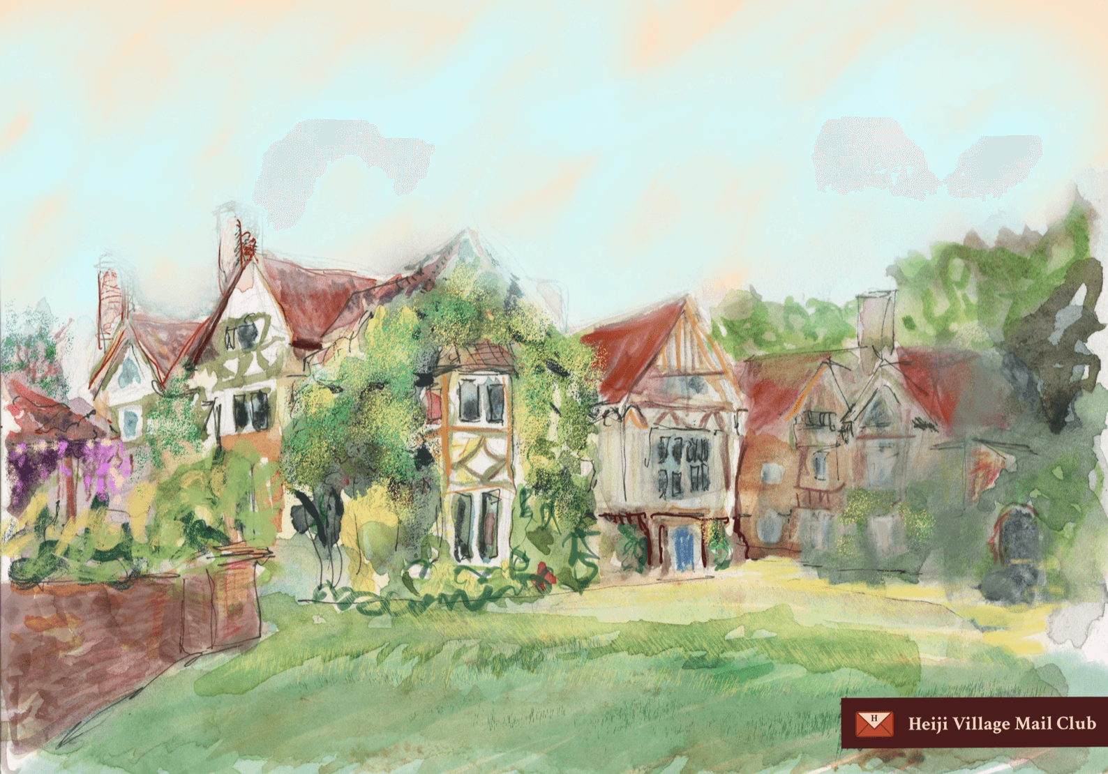 Watercolour view of Heiji Village